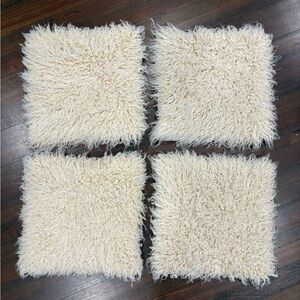 H&M Ivory Shearling Sherpa Faux Fur Seat Chair Cushions - Set of 4